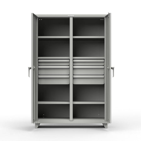 Extreme Duty 12 GA Double Shift Cabinet with 8 Drawers, 6 Shelves - 60 In. W x 24 In. D x 78 In. H - Strong Hold