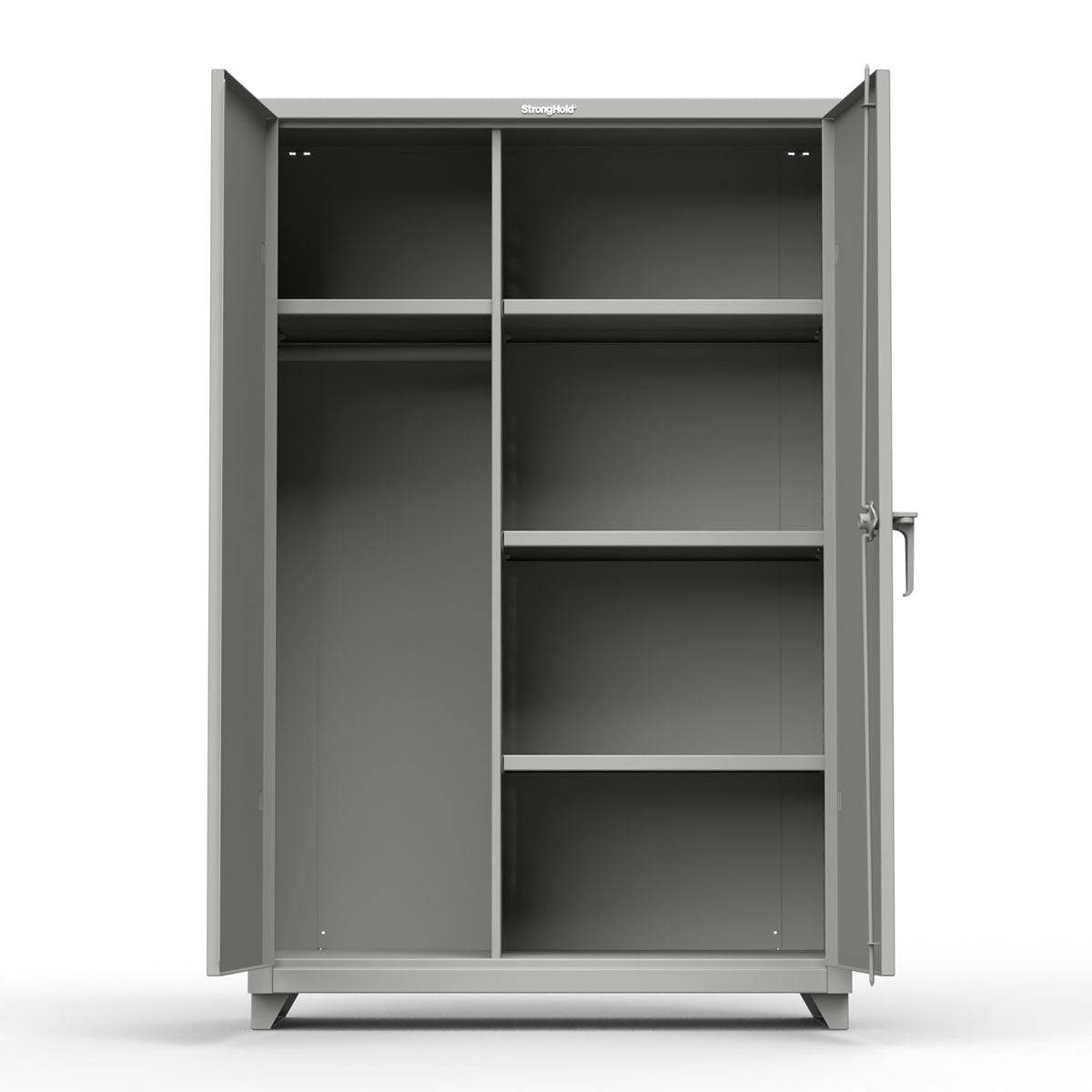 Extra Heavy Duty 14 GA Uniform Cabinet with 4 Shelves - 48 In. W x 24 In. D x 75 In. H - Strong Hold