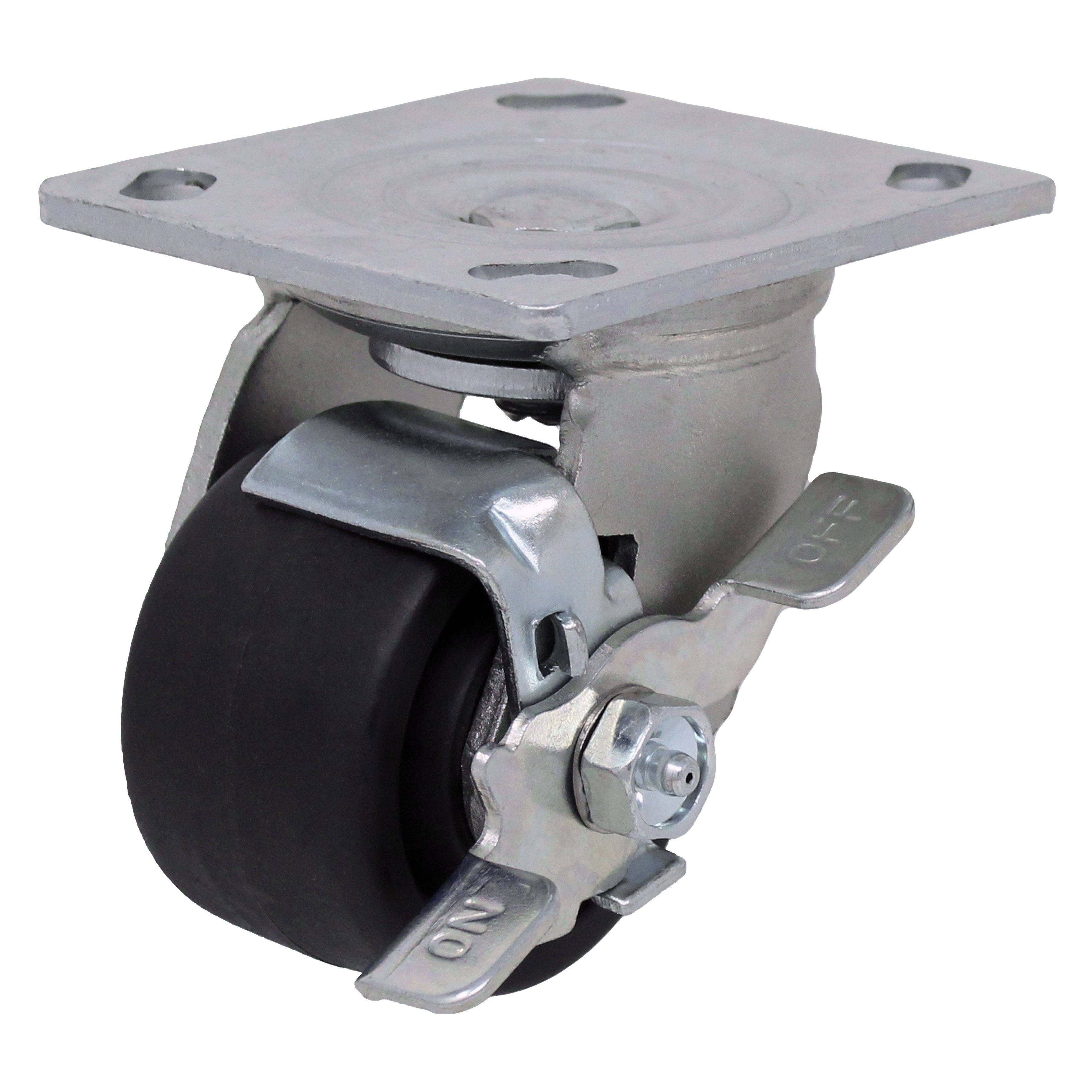 3" x 1-13/16" MaxRok Heavy Duty Machine Swivel Caster w/ Top Lock Brake 1200 lbs. Cap. - Durable Superior Casters