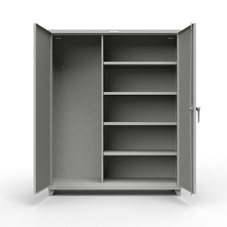 Extra Heavy Duty 14 GA Janitorial Cabinet with 4 Shelves - 60 In. W x 24 In. D x 75 In. H - Strong Hold