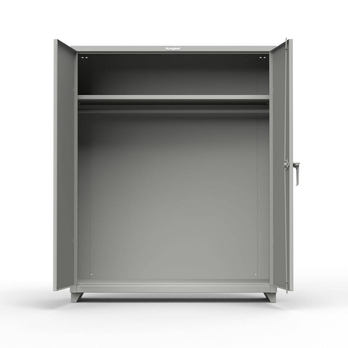 Extra Heavy Duty 14 GA Uniform Cabinet with Hanger Rod, 1 Shelf - 60 In. W x 24 In. D x 75 In. H - Strong Hold