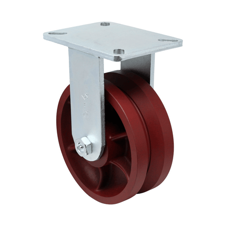 6" x 3" V-Groove Ductile Steel Rigid Caster Heavy Duty - 5,000 lbs. Cap. - Durable Superior Casters