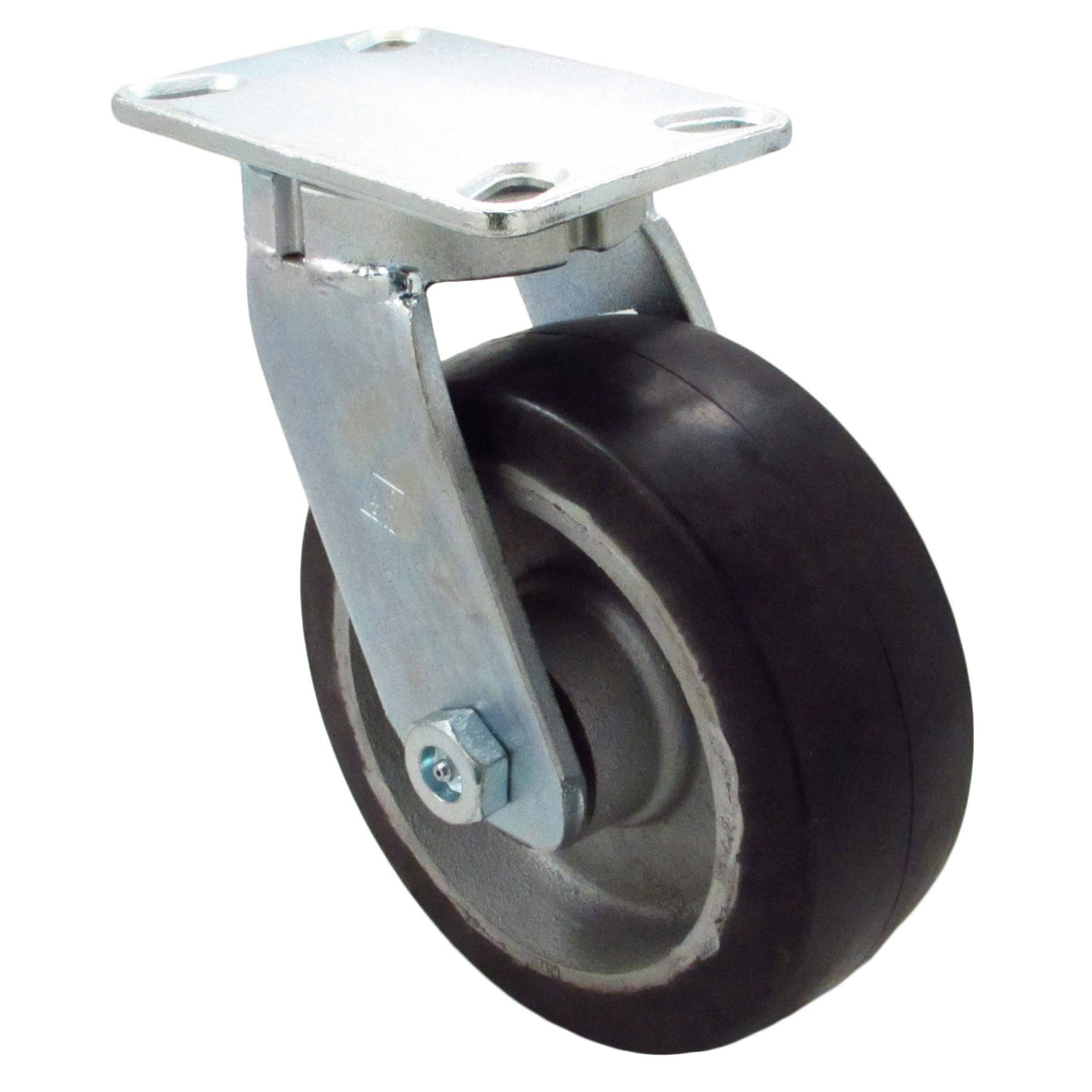 8" x 3" Supreme Rubber on Cast Iron Wheel Kingpinless Swivel Caster - 1000 lbs. Capacity - Durable Superior Casters