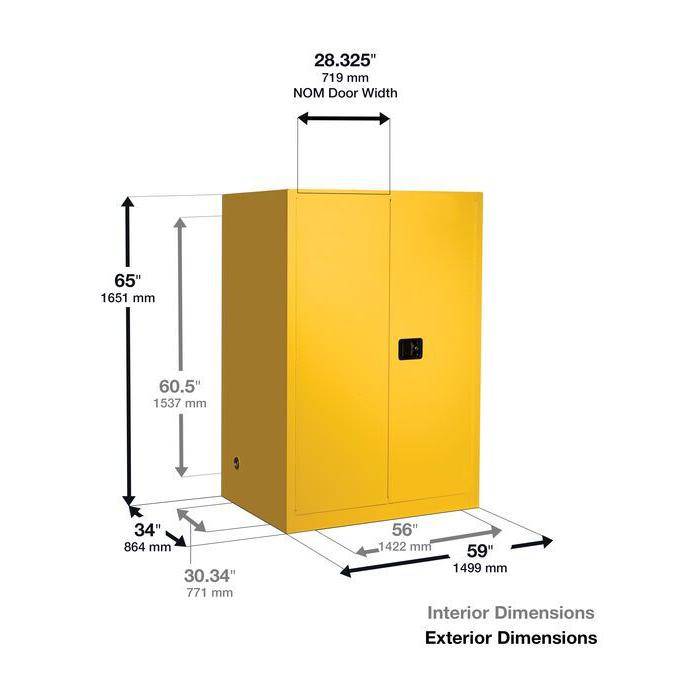 Sure-Grip Ex Vertical Drum Safety Cabinet, Rollers, 110 Gal, 2 S/C Dr - Justrite