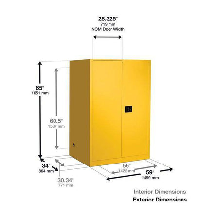 Sure-Grip Ex Vertical Drum Safety Cabinet, Rollers, 110 Gal, 2 S/C Dr - Justrite