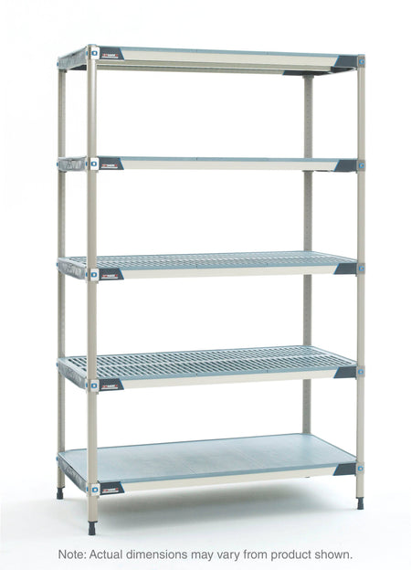 MetroMax i 5-Shelf Plastic Industrial Shelving Starter Unit with Solid Bottom Shelf - Metro