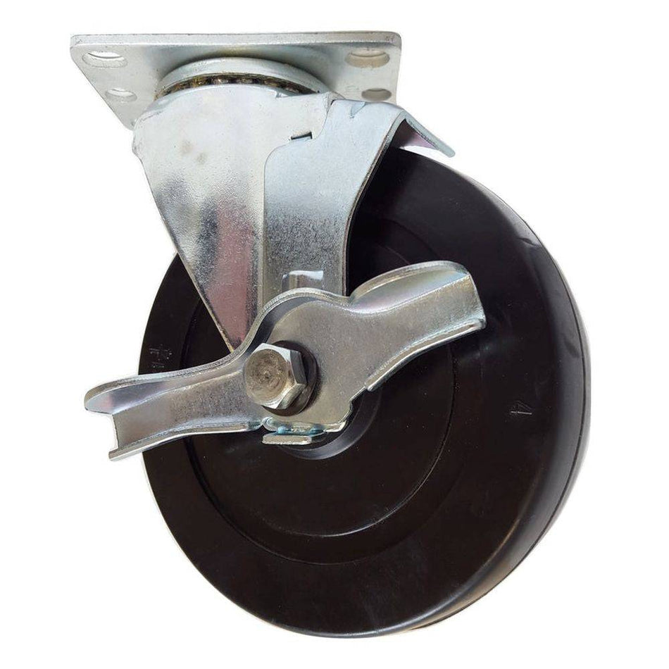 5" x 1-1/4" Soft Rubber Wheel Swivel Caster W/ Brake - Durable Superior Casters