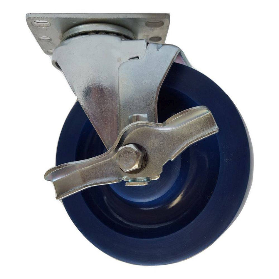 5" x 1-1/4" DuraLastomer Wheel Swivel Caster W/ Brake - Durable Superior Casters