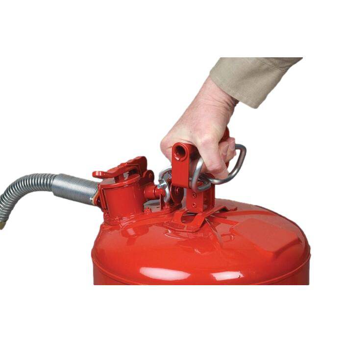 Type 2 AccuFlow Steel Safety Can, 5 Gal, S/S Flame Arrest, 1" Hose,Red - Justrite