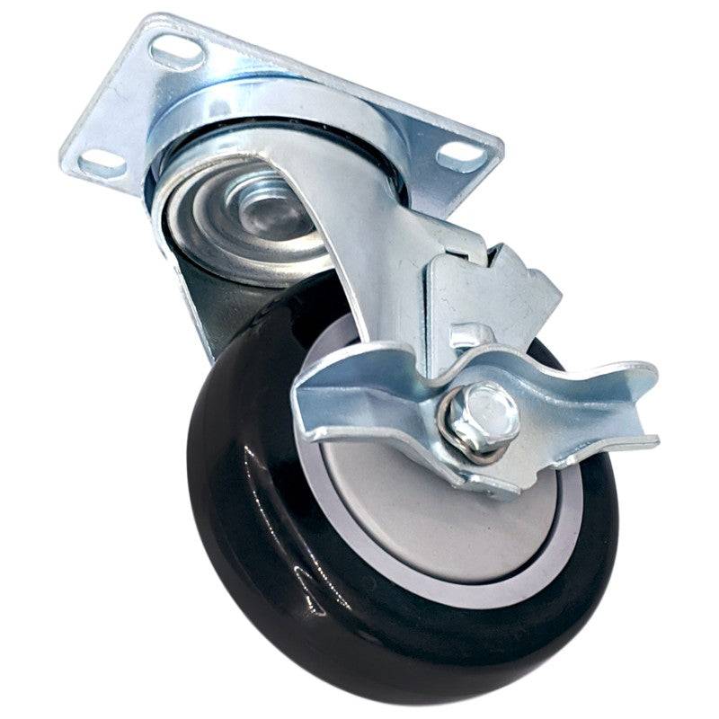 4" x 1-1/4" Poly-Pro Wheel Swivel Caster w/ Brake - Durable Superior Casters - product view 2