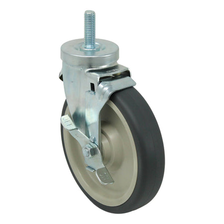 6" x 1-1/4" Poly-Pro Threaded Swivel Stem Caster w/ Top Lock Brake - 350 lb. Cap - Durable Superior Casters