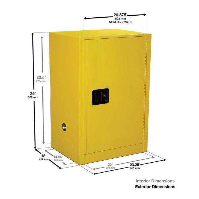 Sure-Grip Ex Compac Flammable Safety Cab., 12 Gal, 1 Shelf, 1 s/c Dr - Justrite