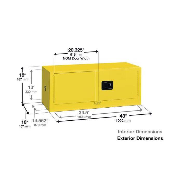 Sure-Grip Ex Piggyback Corrosives Steel Safety Cab, 12 Gal, 2 s/c Dr - Justrite