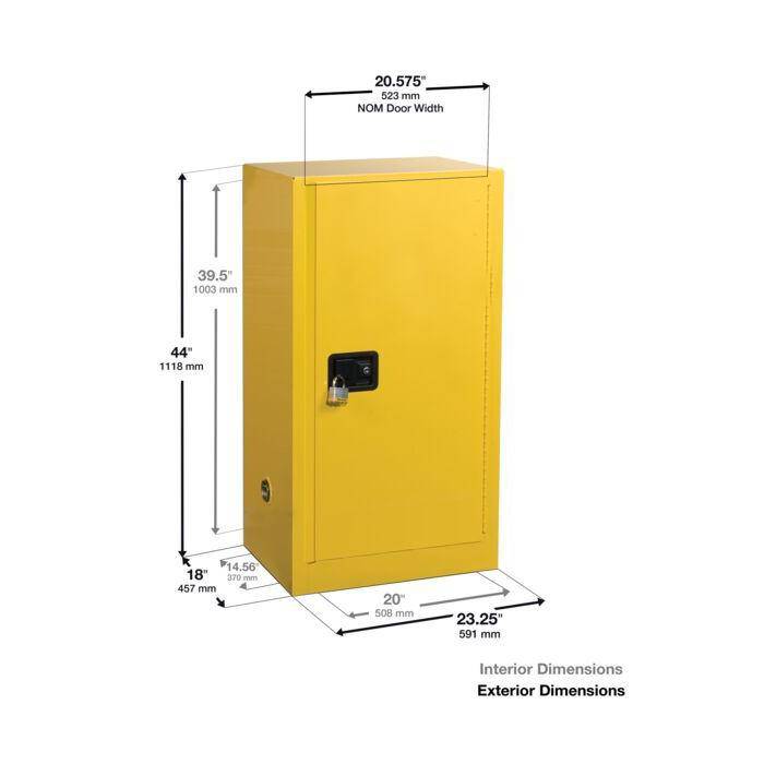 Sure-Grip Ex Compac Flammable Safety Cab., 15 Gal, 1 Shelf, 1 s/c Dr - Justrite