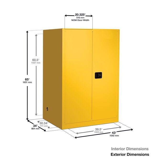 Sure-Grip Ex Flammable Safety Cabinet, Cap. 45 Gallons, 2 Shelves, 2 M-C Doors - Justrite