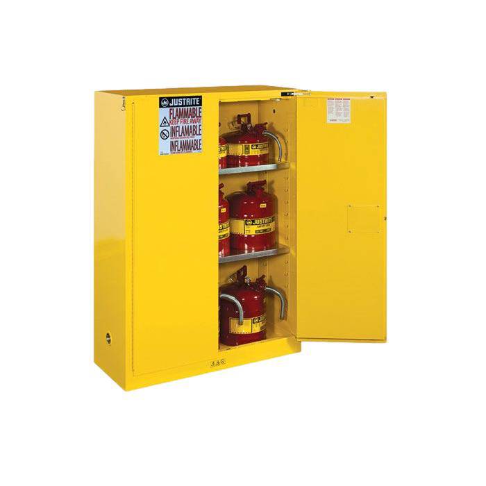 Sure-Grip Ex Flammable Safety Cabinet, Cap. 60 Gallons, 2 Shelves, 2 s-c Doors - Justrite