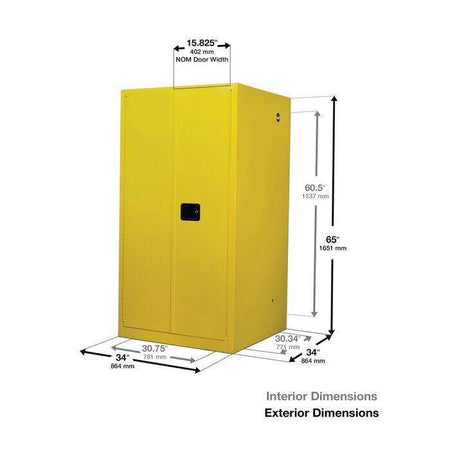 Sure-Grip Ex Corrosives/Acid Steel Safety Cab, 60 Gal, 2 M/C Dr - Justrite