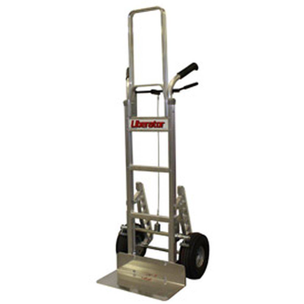 B&P Tread Brake Double Handle Hand Truck w/ Flat Free Wheels - B&P Manufacturing