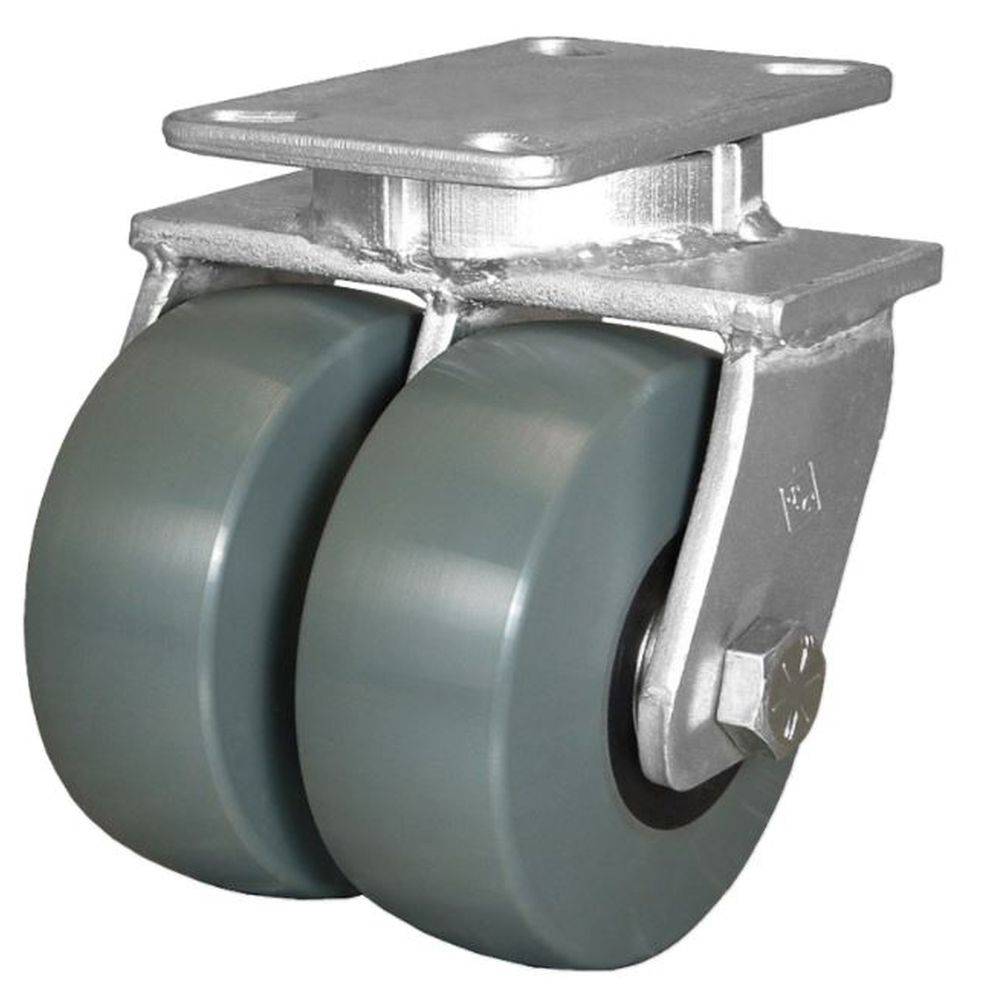 6" x 2" Ergolastomer Dual Wheel Kingpinless Swivel Caster - 3400 Lbs. Cap. - Durable Superior Casters