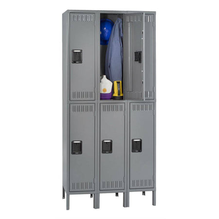 Double Tier 45"w x 15"d x 66"h Locker - Three Wide w/ Legs (Pre-Assembled) - Tennsco