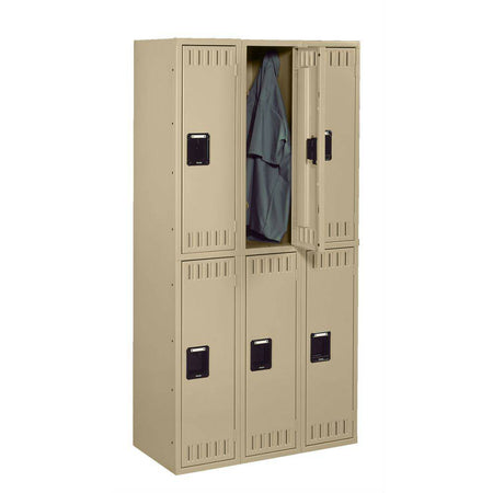 Double Tier 45"w x 15"d x 60"h Locker - Three Wide w/o Legs (Pre-Assembled) - Tennsco