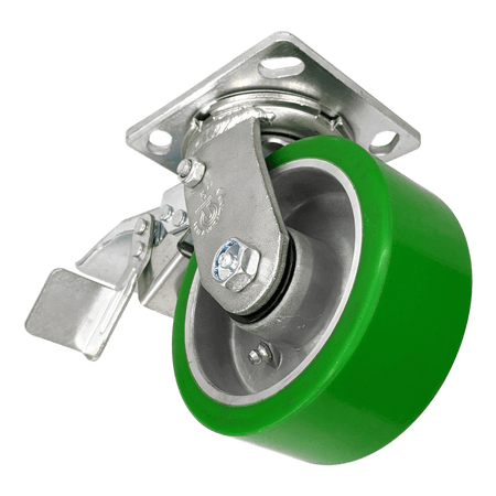 5" x 2" Polyon Aluminum Wheel Swivel Caster w/ Dual Pedal Lock - 900 lbs. Capacity - Durable Superior Casters