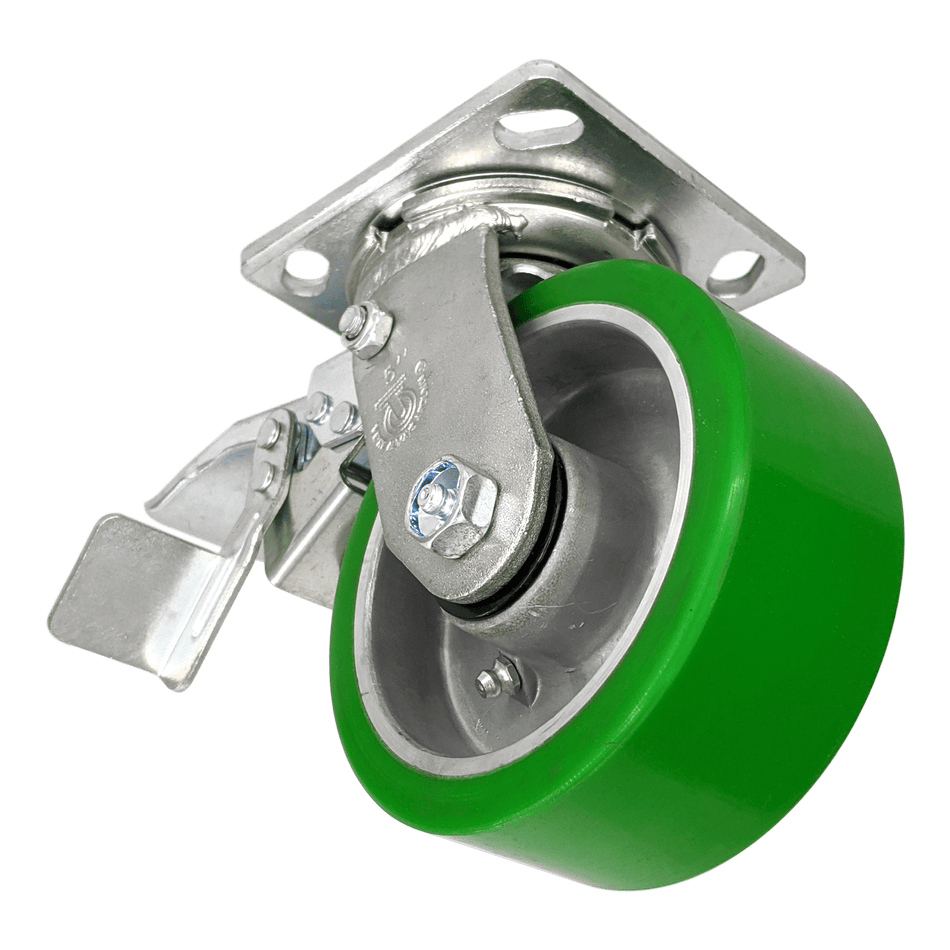 5" x 2" Polyon Aluminum Wheel Swivel Caster w/ Dual Pedal Lock - Durable Superior Casters - product view 2