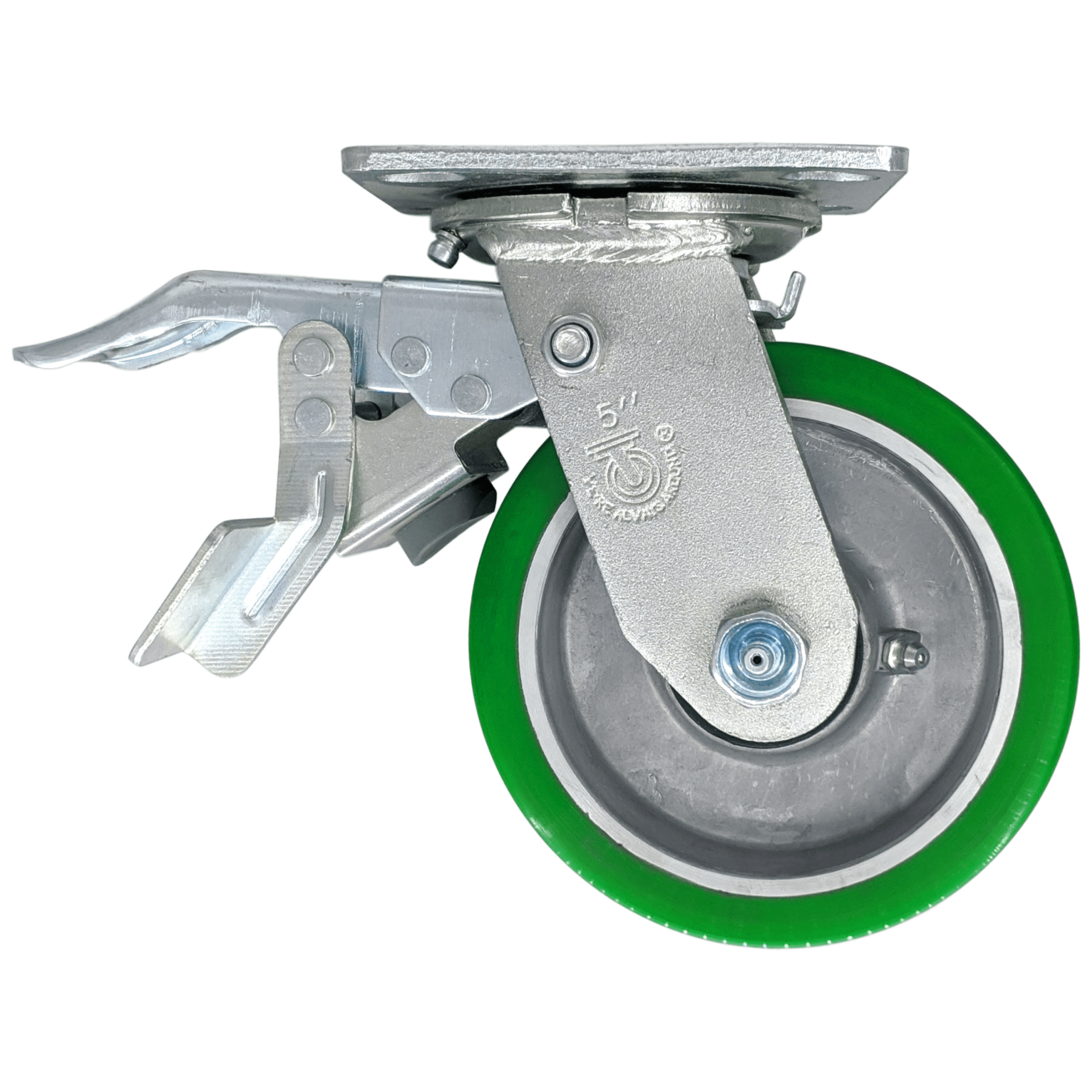 5" x 2" Polyon Aluminum Wheel Swivel Caster w/ Dual Pedal Lock - 900 lbs. Capacity - Durable Superior Casters