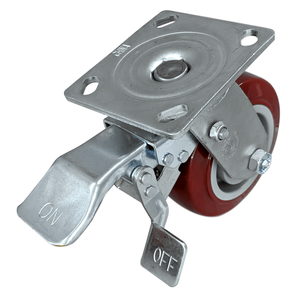 5" x 2" Polymadic Wheel Swivel Caster w/ Dual Pedal Brake - 750 lbs. Cap. - Durable Superior Casters