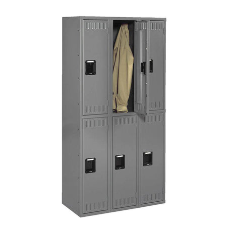 Double Tier 36"w x 12"d x 60"h Locker - Three Wide w/o Legs (Pre-Assembled) - Tennsco