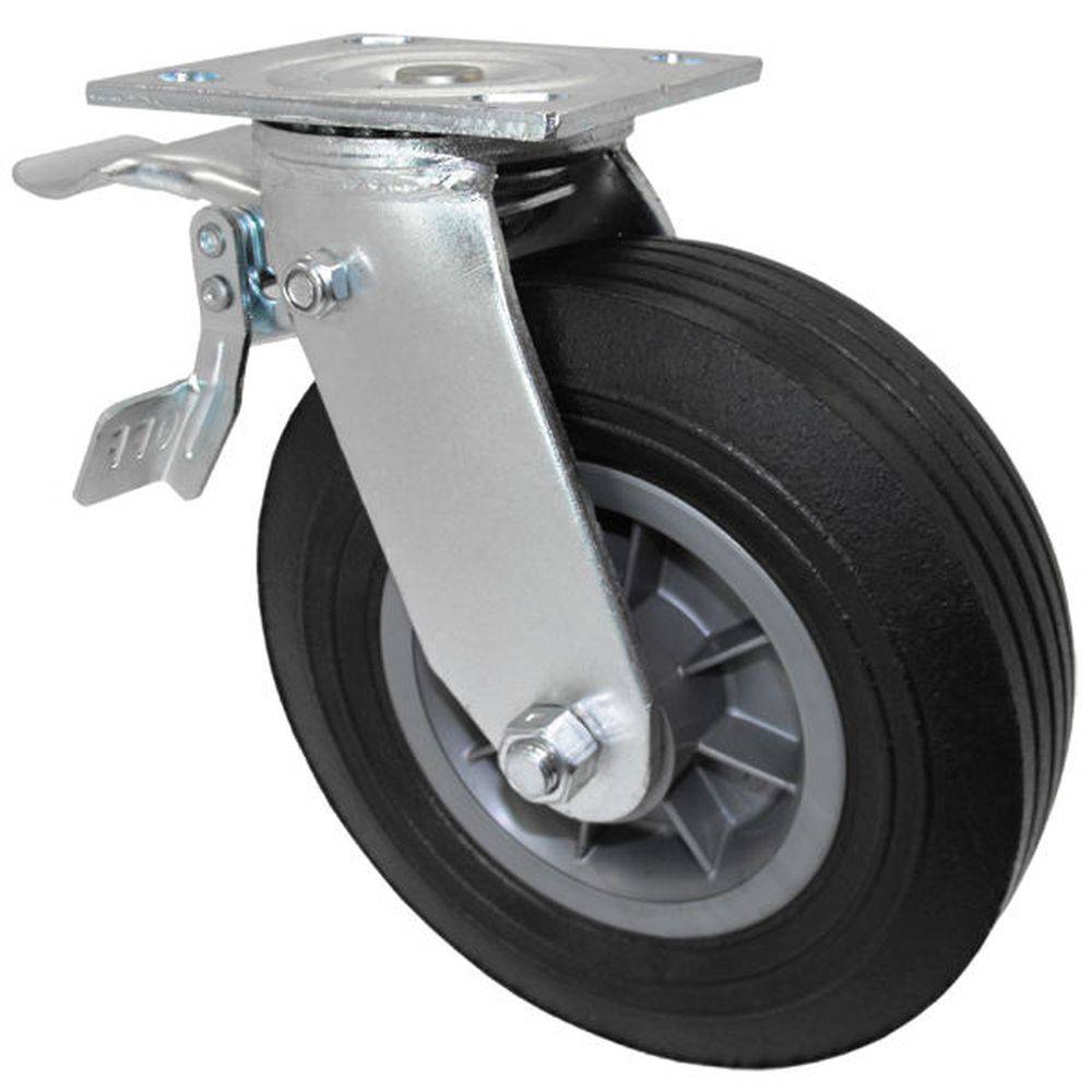 8" x 2-1/2" Eco Rubber Wheel Swivel Caster W/ Total Lock Brake - 450 Lbs. Cap. - Durable Superior Casters