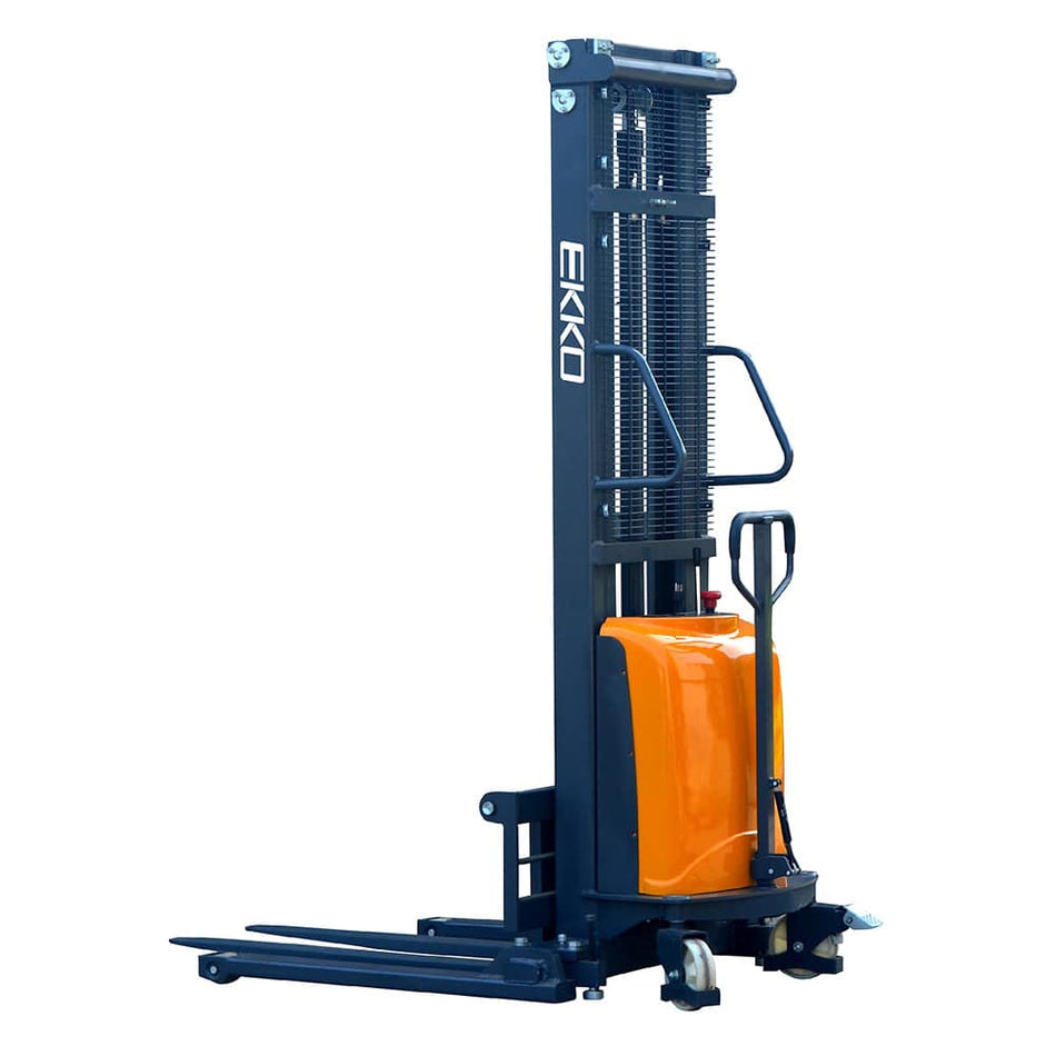 EKKO EA15D Semi-Electric Straddle Stacker - 138" Height - 3300 lbs Capacity - Ekko Lifts