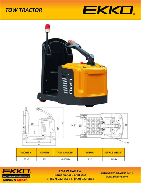 EKKO EG30 Tow Tractor - 10,000 lbs Tow Capacity - Ekko Lifts