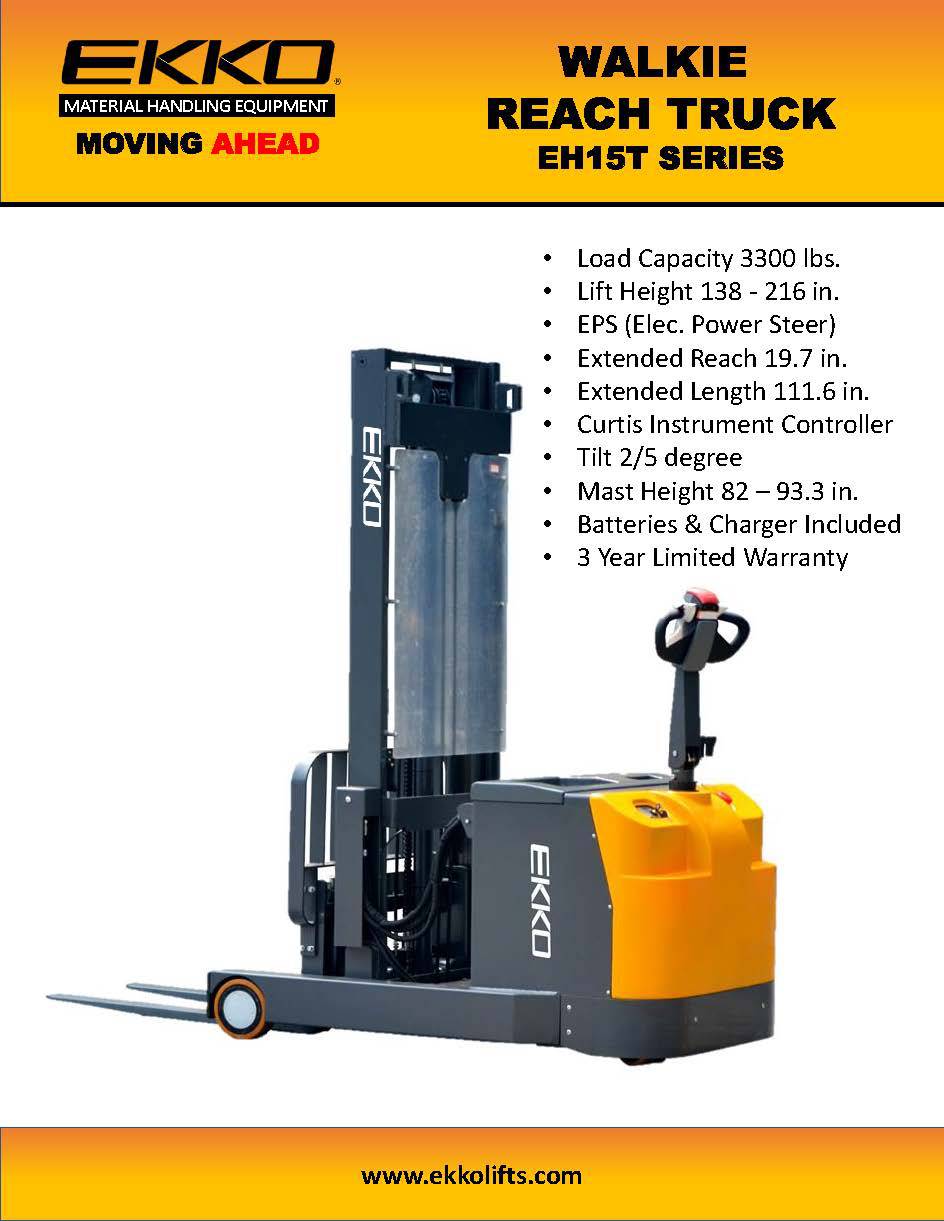 Moving Mast Walkie Reach Truck - 3300 lbs Capacity - Ekko Lifts