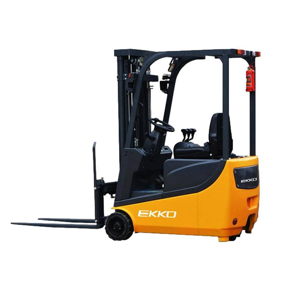 EKKO EK15A 3 Wheel Electric Forklift 177" Lift Ht., Side Shift - 3300 lbs Capacity - Ekko Lifts