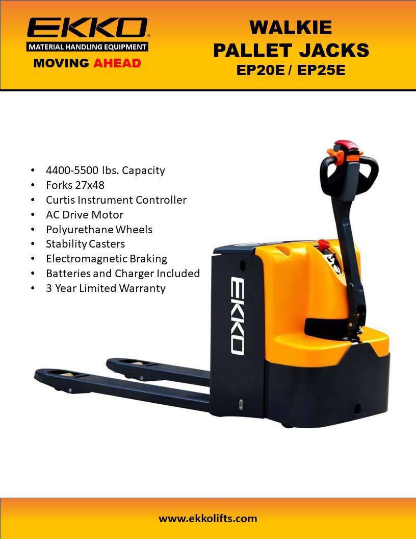 Electric Powered Pallet Jack - 4400-5500 lbs Capacity - Ekko Lifts