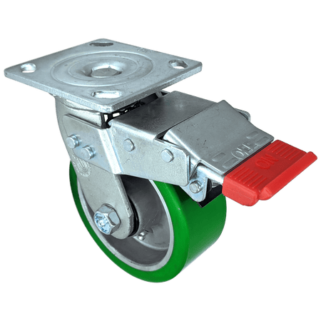 5" x 2" Polyon Aluminum Wheel Swivel Caster w/Total Lock Brake - 900 lbs. Capacity - Durable Superior Casters