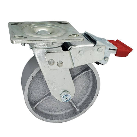 6" x 2" Semi-Steel Wheel Swivel Caster w/ Total Lock Brake - 1200 lbs. Cap. - Durable Superior Casters