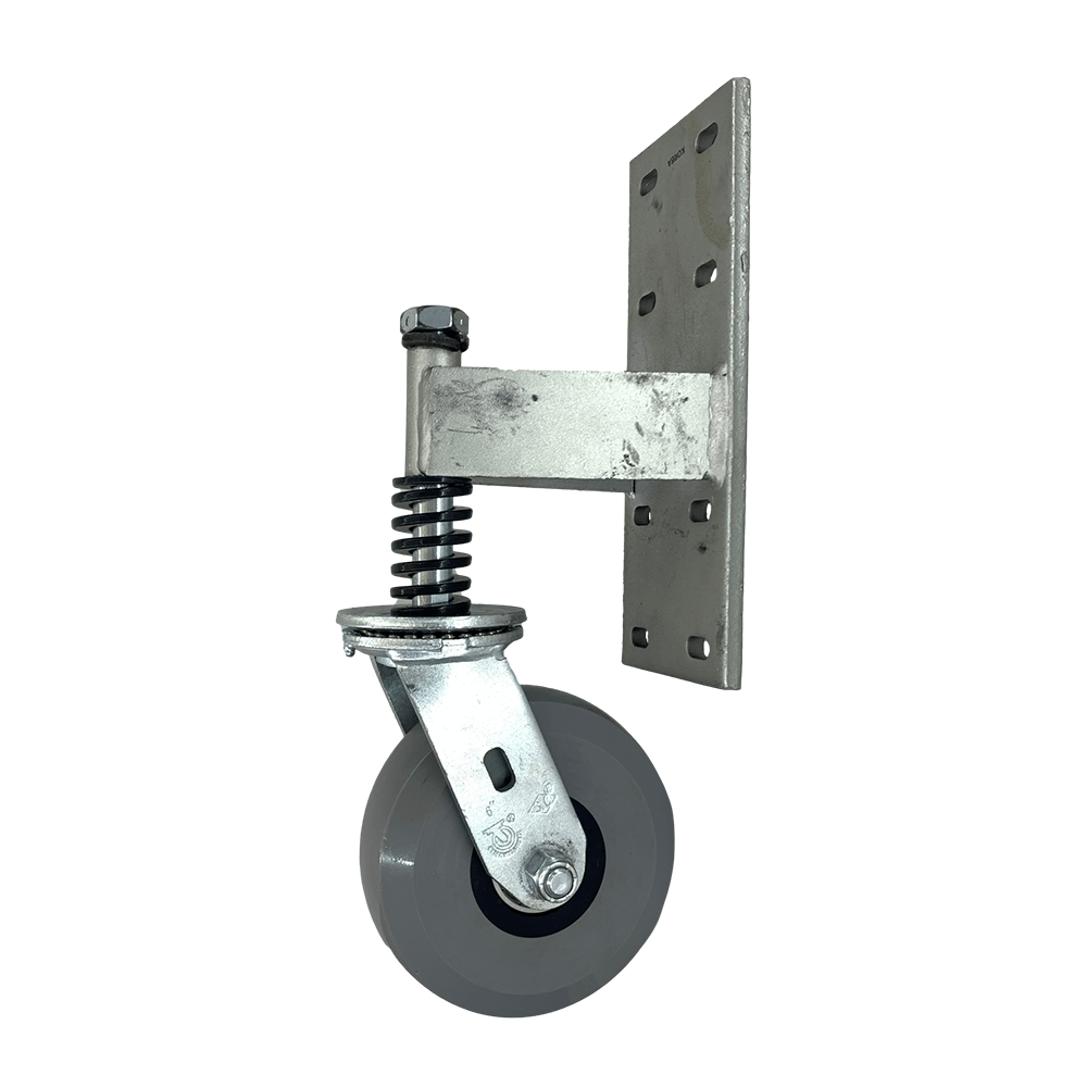 6" x 2" Rubber on Ergolastomer Wheel Heavy Duty Spring Gate Caster - Durable Superior Casters