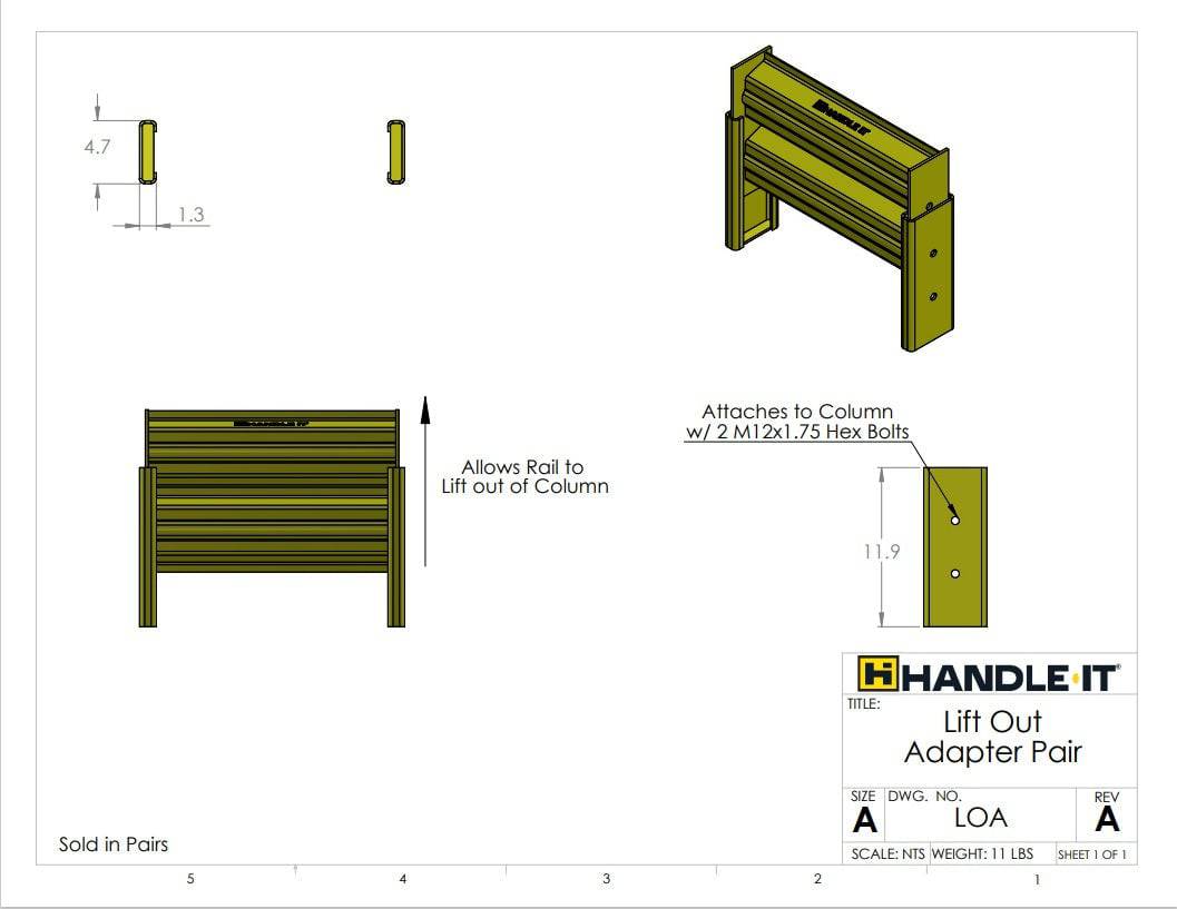 Lift Out Adapter for Handle It Guard Rail (LOA ONLY) - Handle-It