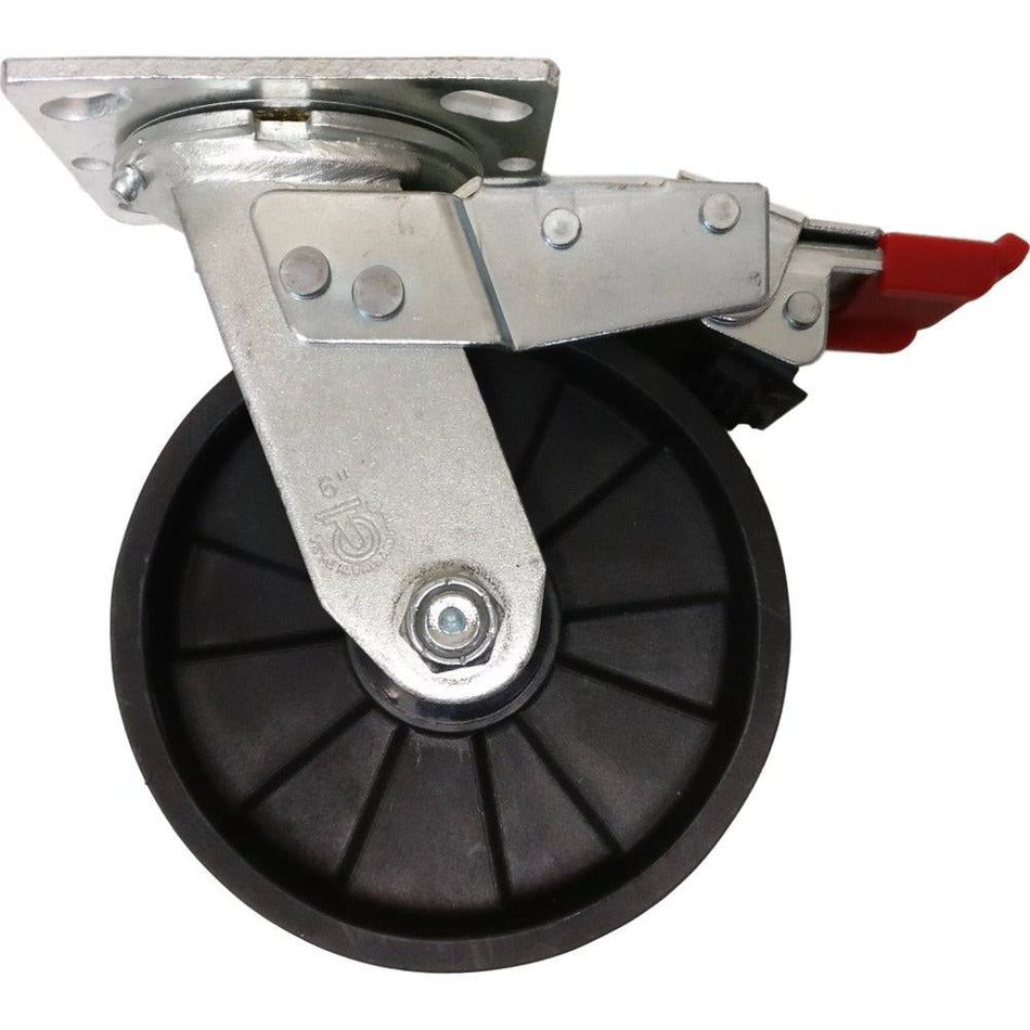 6" x 2" MaxRok Wheel Swivel Caster w/ Total Lock Brake - Durable Superior Casters