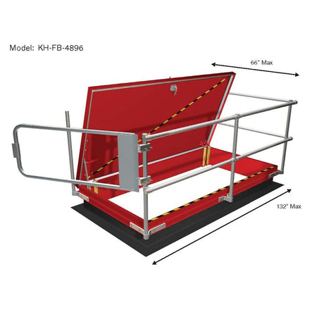 Roof Hatch Railing Kit - Hatch Opening to Side of Hinges - 66in x 132in - Kee Safety