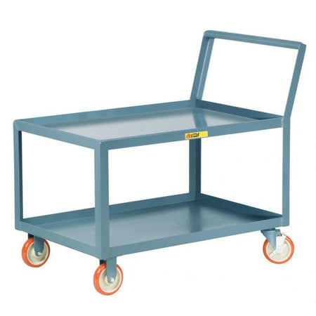 Low Deck Shelf Truck - Sloped Handles Lipped Steel Top Locking Casters - Little Giant