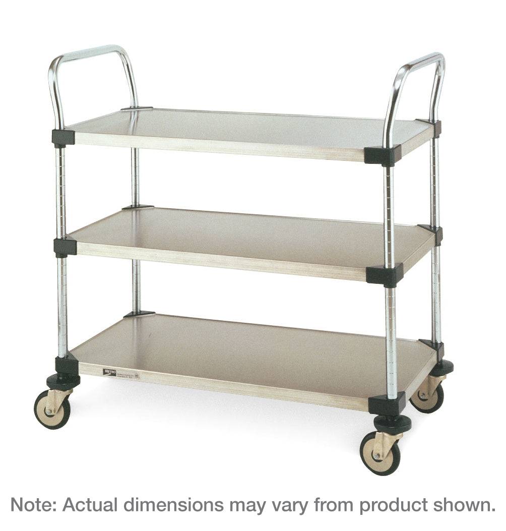 Metro - MW Series Utility Cart With Solid Stainless Steel Shelves - Metro