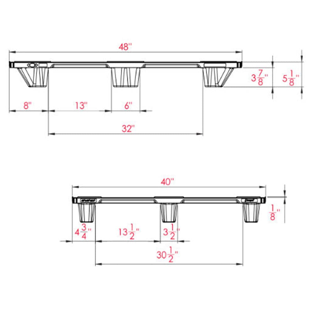 Nestable Plastic Pallet 48" x 40" - 3,300 lbs. Static Load - Nelson