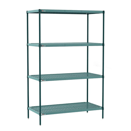 Metro - S-4 Super Erecta Pro Industrial Wire 4-Shelf Restaurant Shelving Starter Unit with Removable Plastic Mats - Metro