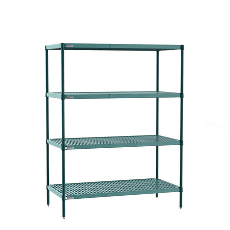 Metro - S-4 Super Erecta Pro Industrial Wire 4-Shelf Restaurant Shelving Starter Unit with Removable Plastic Mats - Metro