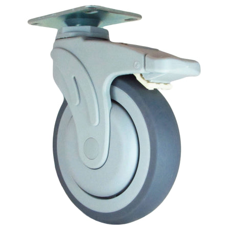 5" x 1-1/4" Polimed Wheel Swivel Caster Total Lock Brake 300 lbs. Cap - Durable Superior Casters