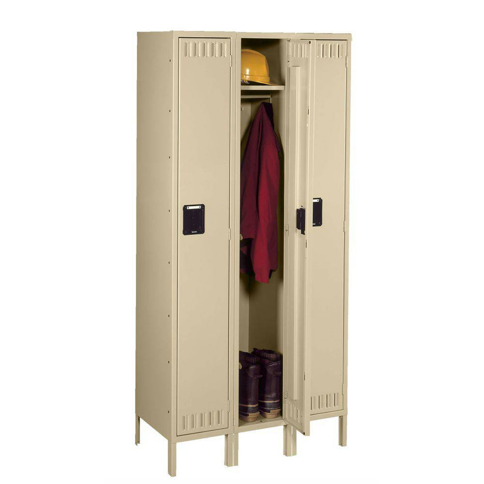 Single Tier 45"w x 15"d x 72"h Locker - Three Wide w/ Legs (Pre-Assembled) - Tennsco