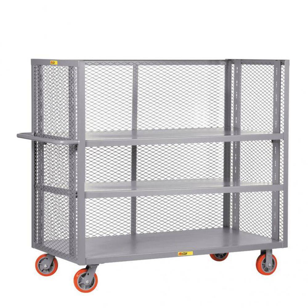 3-Sided Adjustable Shelf Truck (3 Shelves) Mesh Sides - Little Giant